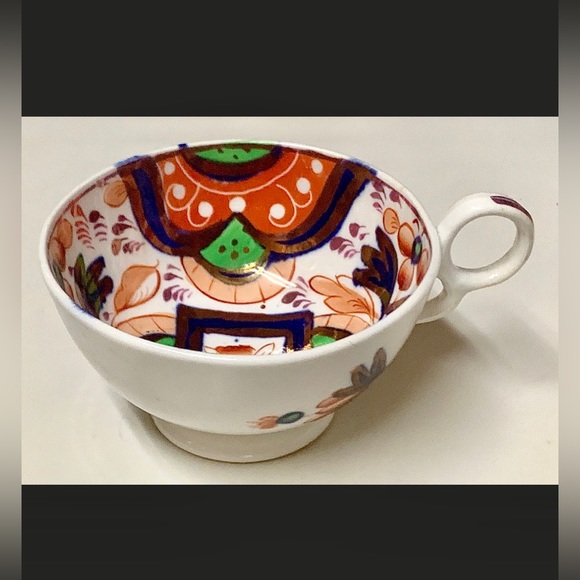 Early 1800s Gaudy Welsh Hexagon Variant Pattern Copper Lustre Pedestal Cup - Picture 7 of 10